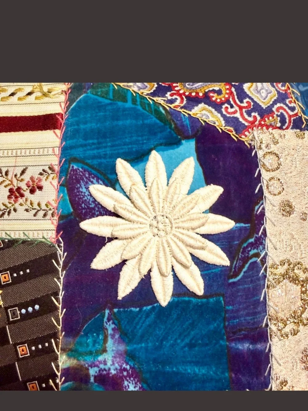 Handmade Vintage Crazy Quilt Patchwork Decor Throw Pillow